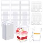 KesaPlan 100 Packs 5 OZ Clear Plastic Dessert Cups with Lids and Spoons, Mini Parfait Cups with Lids, Small Dessert Cups with Spoons for Party Appertizer, Finger Food, Parfait, Yogurt. Mousse, Pudding