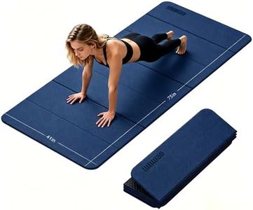 Foldable Yoga Mat Thick 10mm-WUWAN Extra Large Exercise Mat, TPE Material, Non-Slip Fitness Folding Mat Easy to Carry, Suitable for Home Workout Travel Pilates (75" x40",2/5") (Blue) (123)