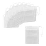 Jagowa 50 PCS Cotton Muslin Drawstring Bags Reusable Tea Bags Mesh Bags for Filtering, Isolating Tea and Coffee Grounds(8 * 10 CM), White