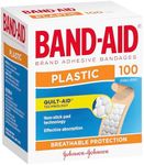 Band-Aid Plastic Strips 100 Pack| Non-stick pad technology| Breathable| Seals Sides