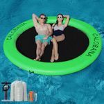 CALOBANA Float Ring 8ft Inflatable Water Hammock Island with Mesh Tanning Pool Lounger Float for Adults Round Floating Mat Raft for Party Multi Person