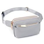 Bumbags for Ladies Sports Travel Fanny Pack Women Men Fashion Waist Packs Mother Mum Fits Mobile Phone Golden Zippers Waterproof Vegan Leather by UTO Grey