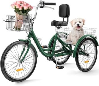 YITAHOME 24 & 26 Inch Adult Tricycle, 1 & 7 Speed 3 Wheel Bikes, Large Seat with Backrest Trike for Adults with Front & Rear Baskets, Cruiser Bike for Seniors Women Men Commute Picnic Outdoor