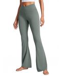 CRZ YOGA Women's Butterluxe Crossover Flared Leggings - 31'' High Waist Bootleg Workout Leggings Stretch Bootcut Yoga Pants Grey Sage 16
