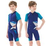 Goldfin Kids Wetsuits for Boys Girls, 2mm Toddler Shorty Wetsuit Youth Neoprene Suit Front Zip Keep Warm for Water Aerobics Diving Surfing Swimming