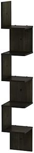 Furinno Rossi Wall Mount Floating Corner Shelf, 5-Tier Square, Espresso