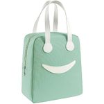 SHAKTISM Lunch Bags Large Insulated Lunch Tiffin Carry Bag | Pastel Color Smiley Big Size Hot Cold Bag for Office Travel School Picnic for Girls, Boys, Men & Women (Pastel Green)