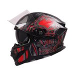 Steelbird SBH-25 Predator ISI Certified Full Face Graphic Helmet for Men and Women with Inner Smoke Sun Shield (Medium 580 MM, Glossy Black Red)