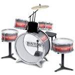 Bontempi 51 4830 6 Pieces Metallic Silver Drum Set with Stool, Multi-Color