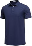 PINSPARK Mens Golf Shirt Short Sleeve Moisture Wicking Quick-Dry Short Sleeve Casual Navy Blue Polo Shirts for Men, X-Large