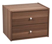 IRIS USA 2-Drawer Modular Wood Stacking Storage Box, for Office Closet and Nightstand, Easy Assembly, Stacking Storage Boxes, Walnut