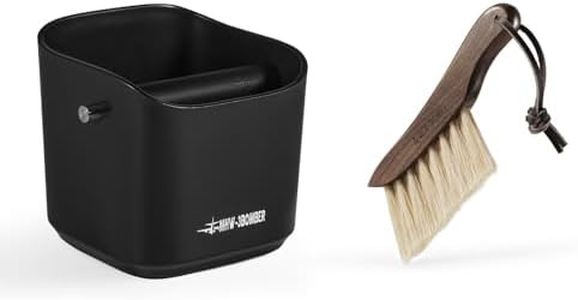 MHW-3BOMBER Espresso Knock Box, 1.2L(15 Cups) Coffee Knock Box with Coffee Clean Brush and Removable Knock Bar for Espresso Puck, Coffee Ground, Durable Espresso Accessories, Black, GB5967BB5331W