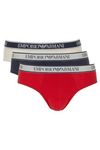 Emporio Armani Men's Stretch Cotton Core Logoband 3-Pack Brief, Nude/Marine/RED, M (Pack of 3)