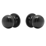 Probrico Flat Ball Single Dummy Door Knob Handles Black Left Right Handed Door Knobs Pull, 2 Pack