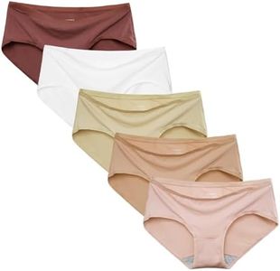 INNERSY Women's Thin & Soft Modal Underwear No Show for Summer Everyday Wear Hipster Panties 5-Pack(Cappuccino,Large)