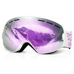 EXP VISION Snowboard Ski Goggles Men Women Youth, Anti Fog OTG Winter Snow Goggles Spherical Detachable Lens (Light Purple)