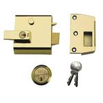 Yale P-1-BLX-PB-60 Double Locking Nightlatch, High Security can be locked from inside with key 2, Brasslux, 60 mm