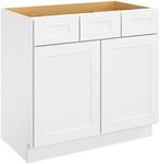 Hausvita 36'' Bathroom Vanity Cabinet, Morden Bathroom Storage Cabinet with 2 Soft-Close Slide Drawers and 2 Doors, Large Capacity Cabinet (Without Sink) for Bathroom, Laundry & Kitchen, Shaker White