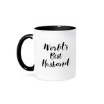 3dRose Mug_219512_4 Phrase Worlds Best Husband Two Tone Black Mug, 11 oz, Black/White