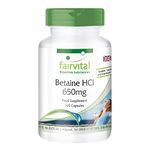 Fairvital | Betaine HCL 650mg - HIGH Dosage - Vegan - 120 Capsules - Betaine Hydrochloride