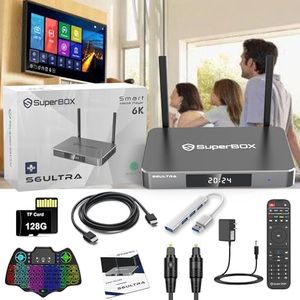 ESPBOP New S. 6 U-L. T. R. A. New with Remote Control with Voice Command, 128GB +4GB Storage, 128TF Super Large Capacity Card, ULT.ra HD Cable, Mini Keyboard, USB Hub, Easy User Manual