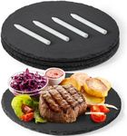 GOH DODD 12 Inch Set of 3 Large Slate Cheese Board, Charcuterie Boards Stone Slate Plates, Laser Engraving Blanks for Meat Fruit Appetizers Sussi Party Wedding Housewarming Gifts, Round