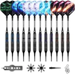 WIN.MAX Darts Plastic Tip - Soft Tip Darts Set - 12 Pcs 18 Gram with 100 Extra Dart Tips 12 Flights Flight Protectors and Wrench for Electronic Dart Board