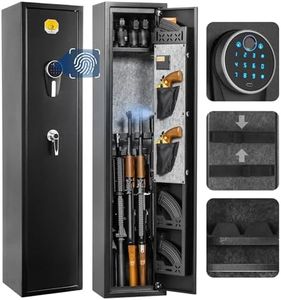 BlackSmith 5 Biometric Gun Safe for Home Rifles and Pistols 0.1s Quick Access Long Gun Cabinet with Keys Keypad Wall Mount Rifle Safe Dual Alarm System 16 Gauge Alloy Steel