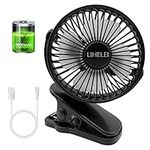 LIHELEI Stroller Fan, Portable Fan Rechargeable USB Desk Fan, 2600mAh Powerful Airflow Low Noise- Personal Clip On Fan for Pram Camping Home Office Travel_Black