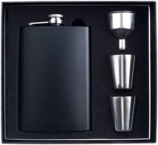 Pocket Hip Flask 8 Oz with Funnel Leak Proof, New Scale 18/8 Stainless Steel Flask for Liquor for Men Women Classic Flask Great Gift 100% Leak Proof for Discrete Liquor Shot Drinking,Matte Black