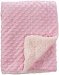 CREVENT Cozy Soft and Warm Sherpa Baby Blanket for Infant Toddler's Crib Cot Stroller for Baby Girls All Season Use(76x102cm Pink Dot)