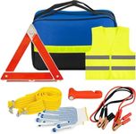 FERNVALE 7-in-1 Car Emergency Kit – Roadside Breakdown Assistance with Jump Leads, 3-Ton Tow Rope, Warning Triangle, Hi-Vis Vest, Emergency Hammer & Gloves, Portable Automotive Safety Tool