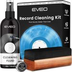 EVEO Vinyl Record Cleaning Kit - 4in1 Vinyl Record Cleaner Kit for Vinyl Records Albums. Vinyl Cleaner Includes XL Record Brush, Cleaning Liquid (4oz), Duster & Stylus Cleaning Gel - Archival Standard