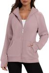 XIEERDUO Womens Full Zip Jackets Fleece Fall Tops Warm Hoodie Athletic Long Sleeve Sweatshirts for Teen Girls Dark Pink M