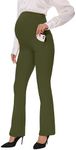 VIMPEP Flare Maternity Yoga Dress Pants Over The Belly Pregnancy Buttery Soft Bootcut Leggings with Pockets for Work Casual C201 29 Army Green M