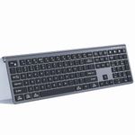 Lekvey Multi Device Bluetooth Keyboard, Rechargeable Wireless Keyboard, 3-in-1 Slim Keyboard with Number Pad, Full Size Keyboard for Mac, MacBook Air/Pro, iPad, Windows Tablet Laptop, Space Grey