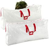 Zober Christmas Tree Storage Bag 7.5 Ft - 2-Pack Artificial Disassembled Christmas Tree Storage - 2 Zipper, Durable Straps & Handles - Waterproof Plastic XMas Tree Bag - White