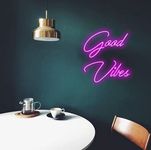 Good Vibes LED Neon Sign 12x12 inches with Adaptor (Pink)