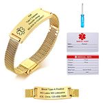 VNOX Medical Alert Bracelet for Women Medical Alert Bracelet for Men Personalized Customizable Epilepsy Type 1/2 Diabets Bracelets SOS Bracelet