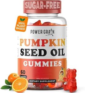 Power Grain Sugar-Free Pumpkin Seed Oil Gummies – 4000mg Extra Strength – Hair Growth, Skin, Prostate & Bladder Support – Vegan, Non-GMO, Delicious Orange Flavor – 60 Gummies