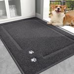 BEQHAUSE Dog Door Mat for Muddy Paws 80x120cm Dirt Trapper Absorbent Doormat Non Slip Entryway Rugs Washable Stain Resistant Welcome Floor Mat Soft Low-Profile for Front Back Door, Dark Grey