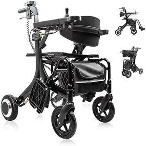 CARLIKE 3 in 1 Electric Wheelchair & Lightweight Rollator Walker with Seat & Foldable Transport Wheel Chair for Seniors Adults, Motorized Mobility Scooters, All Terrain,500W Motors