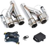 PQY Stainless Steel 2.5 inch Electric Exhaust Cutout Remote Controller Motor E-cut Valve Kit Dual Flaps Type Wireless Remote Control 2PCS Pipe Kit