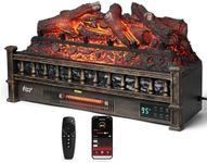 TURBRO Eternal Flame 26 in. WiFi Infrared Quartz Electric Fireplace Log Heater with Sound Crackling, Realistic Lemonwood Logs, Adjustable Flame Colors, Remote Control, Thermostat, Timer, 1500W Bronze