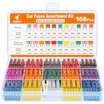 JOREST 168 Pcs Car Fuse Assorted Kit, 114 Mini Blade Car Fuses + 54 Standard Fuses Automotive + 1 Fuse Pullers – 11 Specifications Mixed Auto Fuse: 2Amp 3A 5A 7.5A 10A 15A 20A 25A 30A 35A 40A