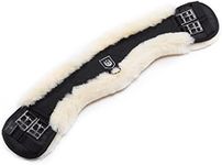 CHRIST Werner Horse Lambskin Saddle Girth - Anatomical Dressage Girth (Short Girth) with Concave Sickle Shape, Lambskin Girth in Black/Natural, Length: 60 cm