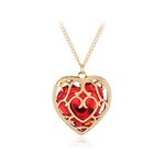 QEPOLThe Legend of Zelda Skyward Sword Heart Crystal Necklace Container Keychain Cosplay Created Sapphire Ruby Big Pendant Anime Jewelry for Women Girl Titanic Heart of the Ocean necklace (Red)