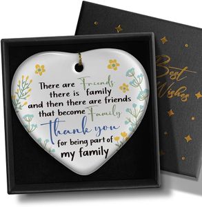 YZEXEZY Friends Gifts, Friends Become Family Christmas Ornament,Friendship Keepsake Gifts for Women Best Friends Sister Colleague on Birthday Christmas Retirement with Gift Box