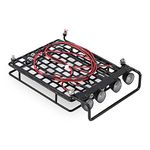 Dilwe RC Car Roof Rack, Large Size Roof Rack Luggage Carrier With 4 Round LED Lights for Axial SCX10 1/10 Remote Control Crawler Car(4 White Light Color)