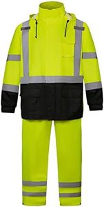 SRsafety High Visibility Rain Gear, Class 3 High Visibility Work Rain Gear for Men, Construction Rain Suits